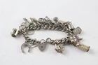 Mixed Grade Silver Charm Bracelet Vintage Cowboy Boot Spiderweb Rings(81g)