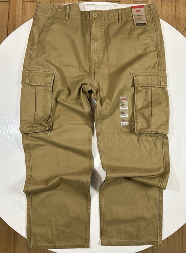 Levis ACE Cargo Pants Brown Men Sz 38x30 Tapered Leg Pockets Relaxed Cotton NEW