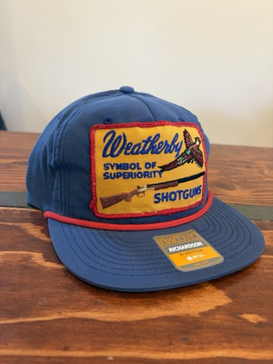 #ad Hunting Weatherby Shotguns Snapback Hat Blue Gun Trucker Patch Adjustable $35.00