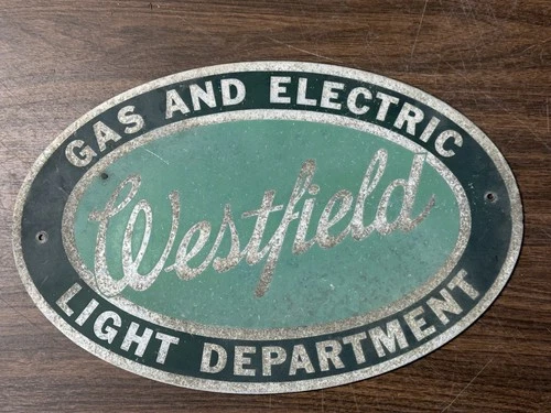 Westfield Gas And Electric Light Department Vintage Sign.  Aluminum