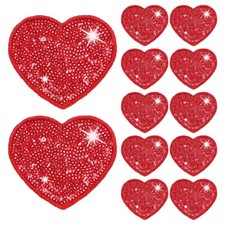 12 St&uuml;ck 7x6cm Glitzerherz-Aufn&auml;her f&uuml;r DIY Rot
