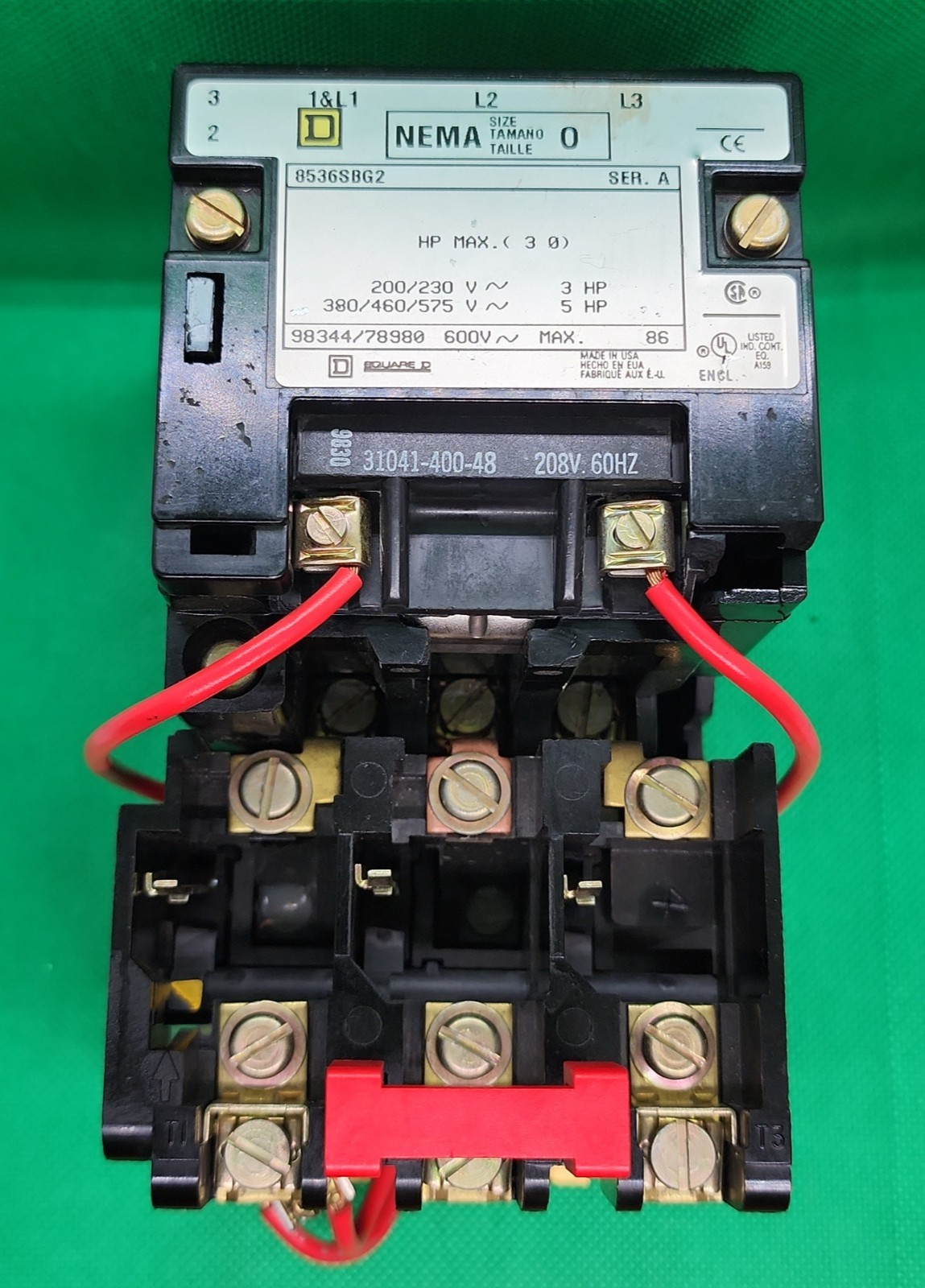 SQUARE D 8536-SBG2 NEMA SIZE 0 600V MAGNETIC MOTOR STARTER [FC1A-4]