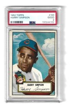 1952 Topps Baseball #193 Harry Simpson PSA 2 Good