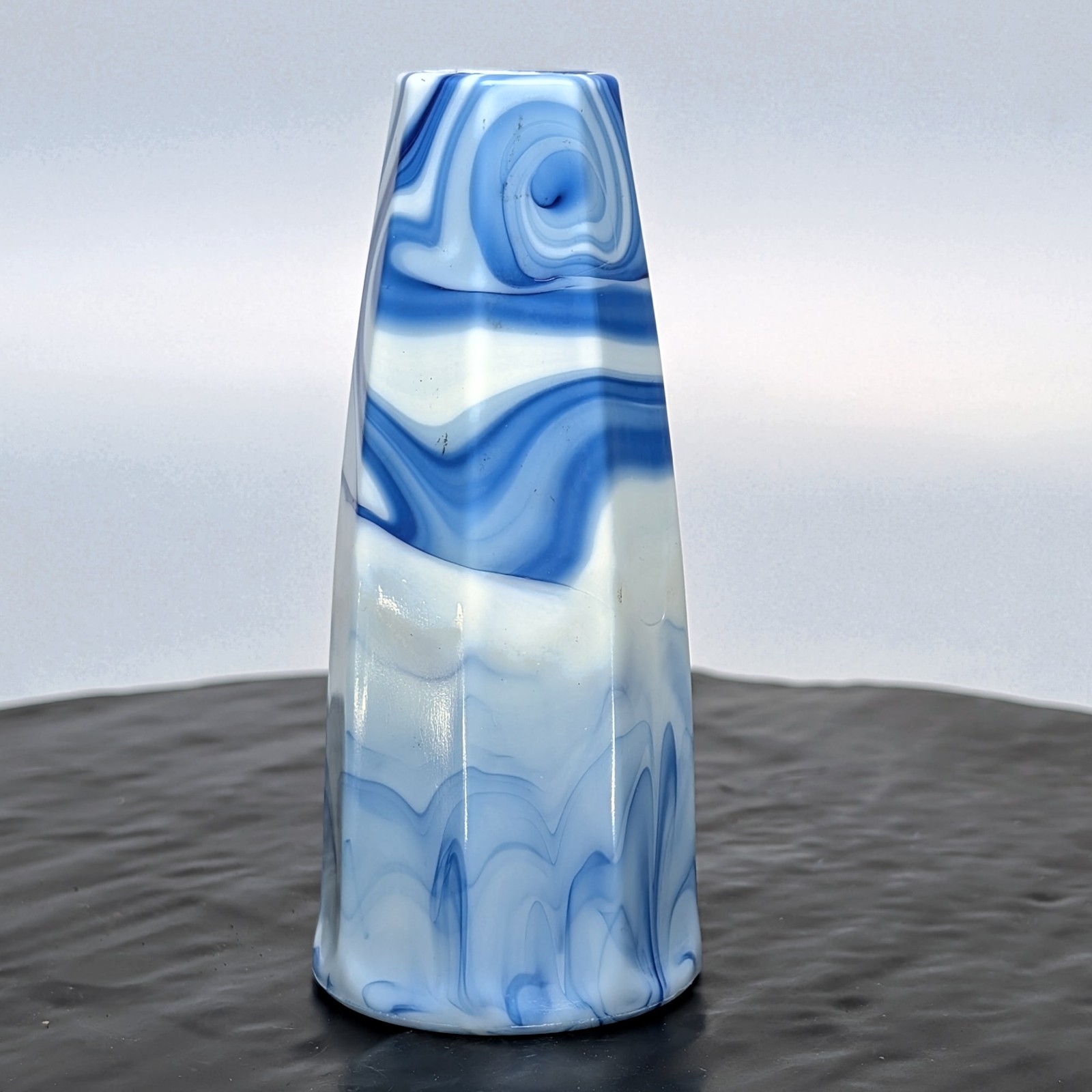 Akro Agate Houze BLUE Slag Glass 5.25 Inch Lamp Cigar Stand Spacer Part EX RARE