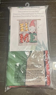 New Evergreen Flag Christmas Holiday  Home Gnome  28 x 44 House Flag Size