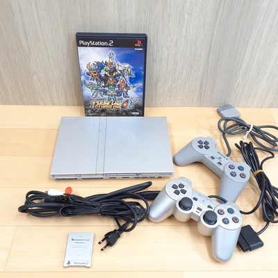 PS2 Slim Console SCPH-75000 Silver with 2 controllers & Super Robot Wars PSS723