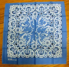 Vtg 60s Blue Bandana NOS Fast Color RN 16429 Unused Mint Brooklyn Handkerchief