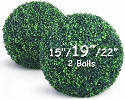 19 Inch 2 Packs Artificial Boxwood Balls Topiary Balls, 4 Layers of UV-Resist...
