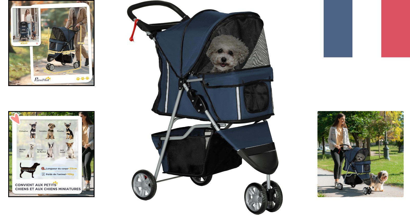 Poussette pour animaux pliable PawHut avec suspension tout confort