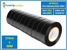 10 x Black Insulation Tape 19mm x 20M PVC Electrical Wiring Repair Rolls Tapes