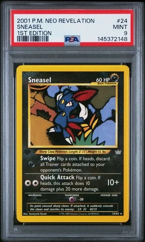 2001 POKEMON NEO REVELATION 1ST EDITION #24 SNEASEL PSA 9