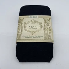 Vintage Gracile Control Top Microfiber 40 Denier Tights Size Medium Black