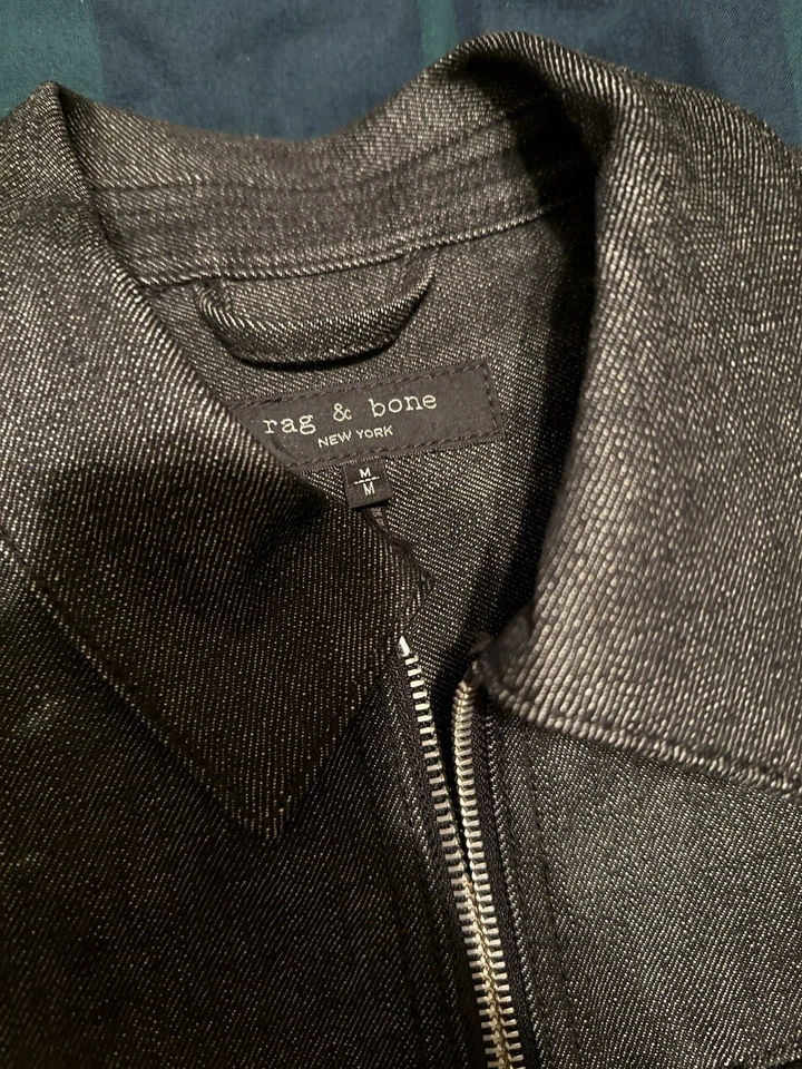 Rag and Bone Mens Black Denim Jacket size Medium - Image 4 of 4