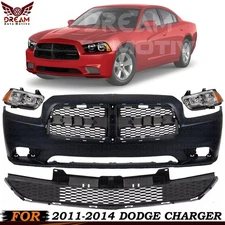 Front Bumper Cover Fascia & Headlight Assembly Kit For 2011-2014 Dodge Charger