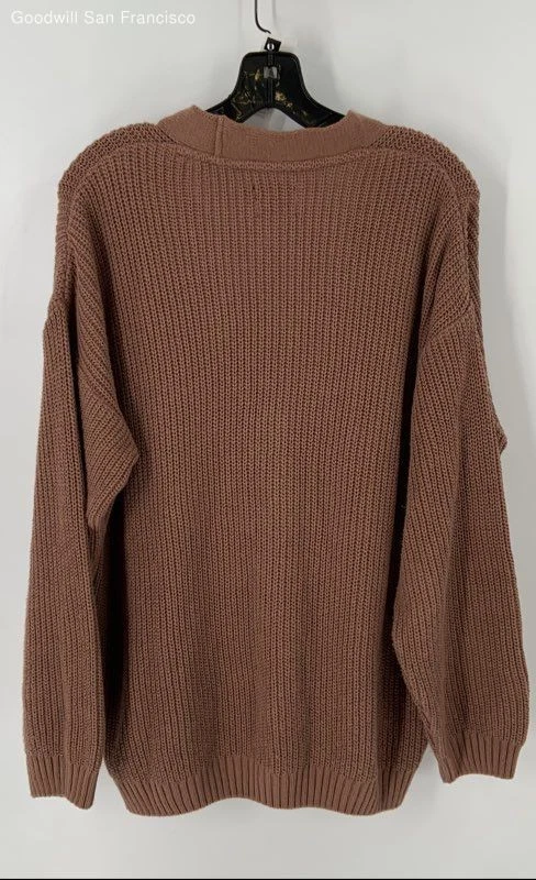 Asos Brown Cotton Blend Long Sleeve Button Front Cardigan Mens Sweater Size XS - Image 2 of 4