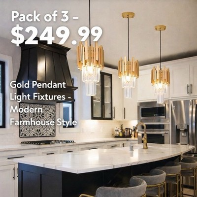 Modern Gold Crystal Pendant Light 3-Tier K9 Crystal Chandelier Luxury Lighting