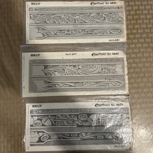 Lot of 3 Vintage Craftaid Leather Carving Templates Belt