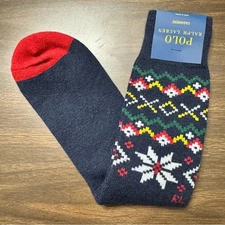 Polo Ralph Lauren Cashmere Wool Blend Socks Shoe Size 6-12.5 Navy Multicolor
