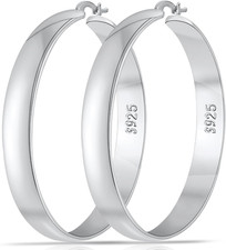 8Mm Thick 925 Sterling Silver Hoops Earrings for Women 14K Real Gold Large Hoop
