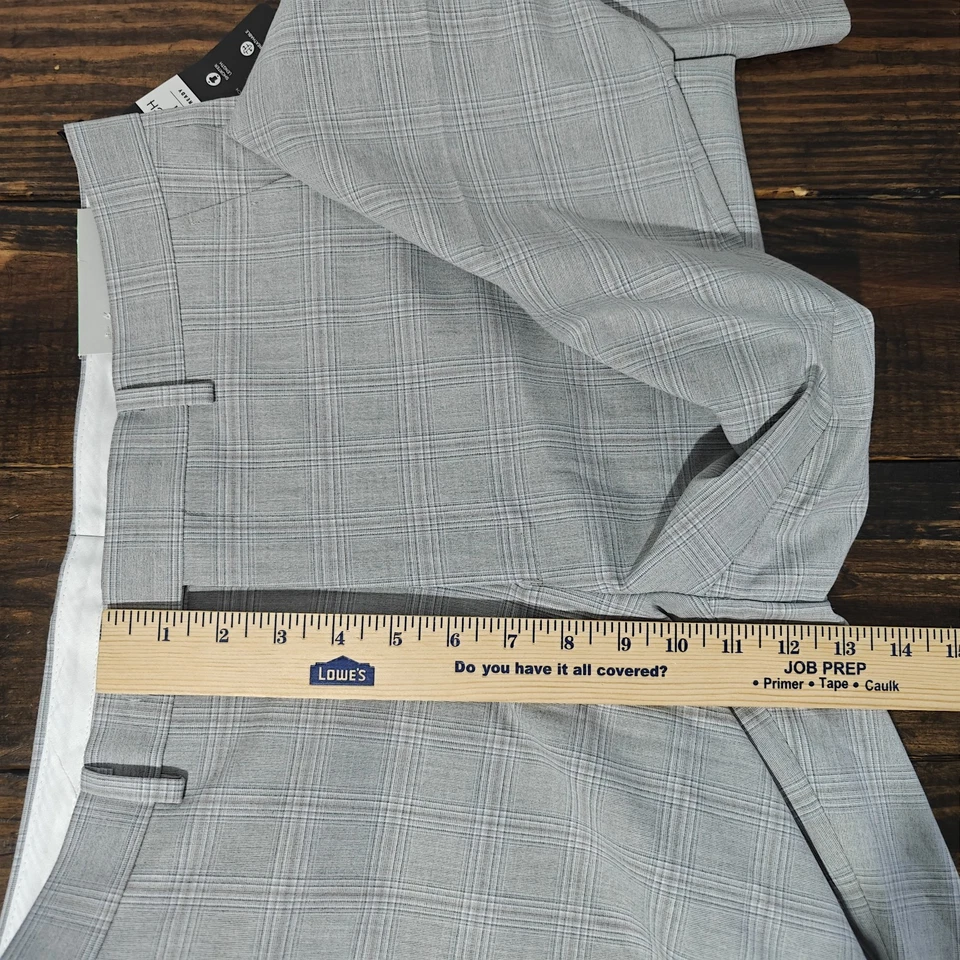 Pantalones de vestir para hombre Alfani gris claro a cuadros mezcla de poliéster talla 34 x 32 AJUSTE CEÑIDO Foto 4 de 4