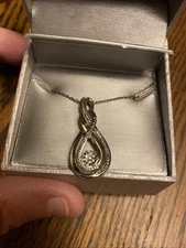 NIB Zales Diamond Accent Teardrop Pendant $100 Retail Sterling Silver