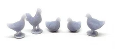 All-Scale-Miniatures Chicken Pack (unpainted) (5) - HO Scale Model Railroad