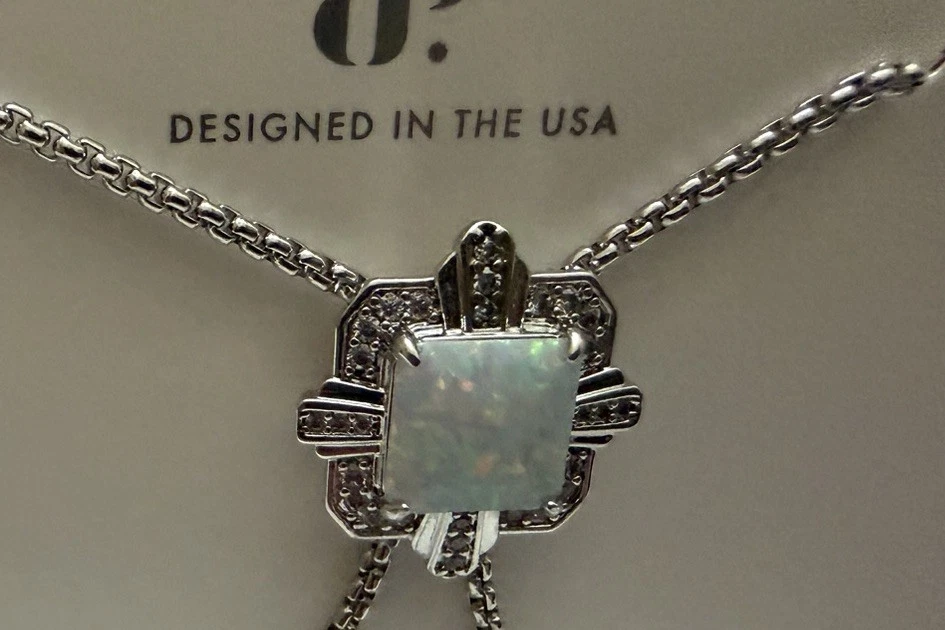 Collar Bomb Party 25 de octubre NK15661 'Lines Of Inner Power' ópalo sobre bolo de rodio Foto 2 de 3