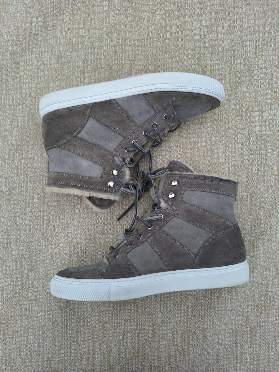 Ralph Lauren Purple Label Seaham II Gray Suede Shearling Sneakers Sz 10 Ralph Lauren Purple Label Seaham II High Top Grey Calfskin  main image 3
