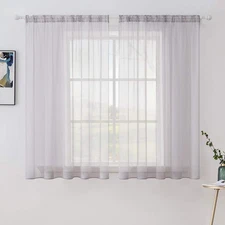 MIULEE 2 Panels Sheer Window Curtains 54x63" Light Grey for Bedroom Living Room