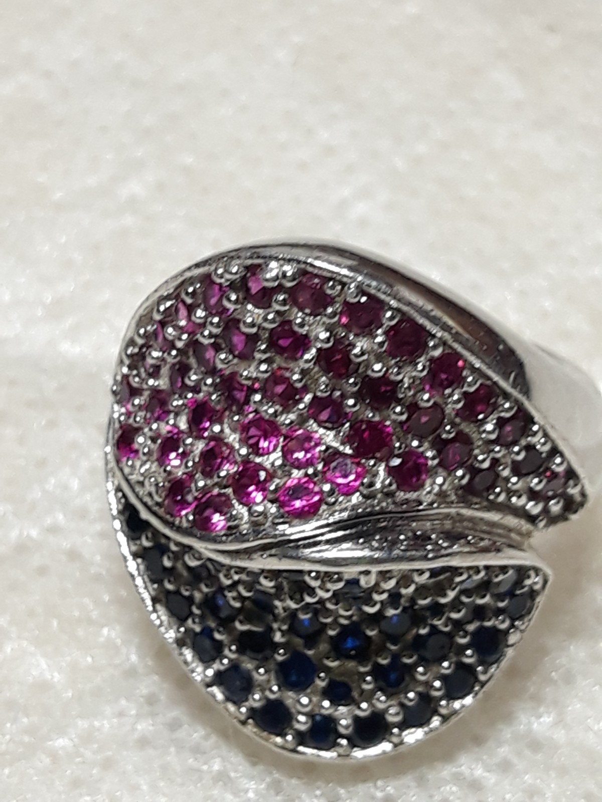 beautiful paved ruby sapphire bypass sterling sil… - image 3