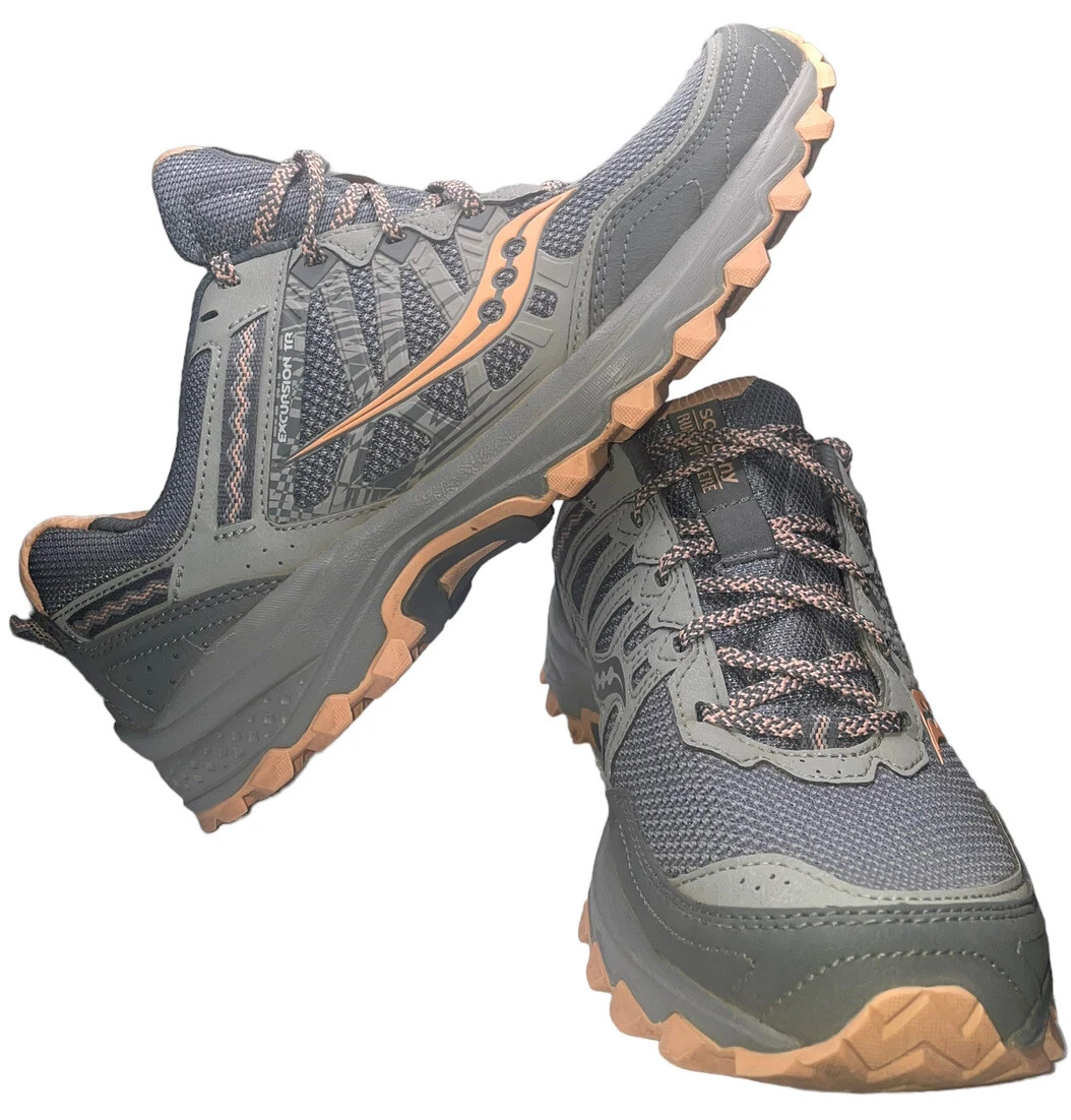 Saucony women's excursion tr12 clearance trail running shoes - grey/peach