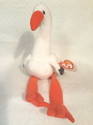 TY Beanie Baby STILTS Stork Bird new with tags 1999 stork delivery babies 