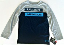 Under Armour Boys Heat Gear True Grey Heather Blue Long Sleeve Shirt Y6  Y7 NWT