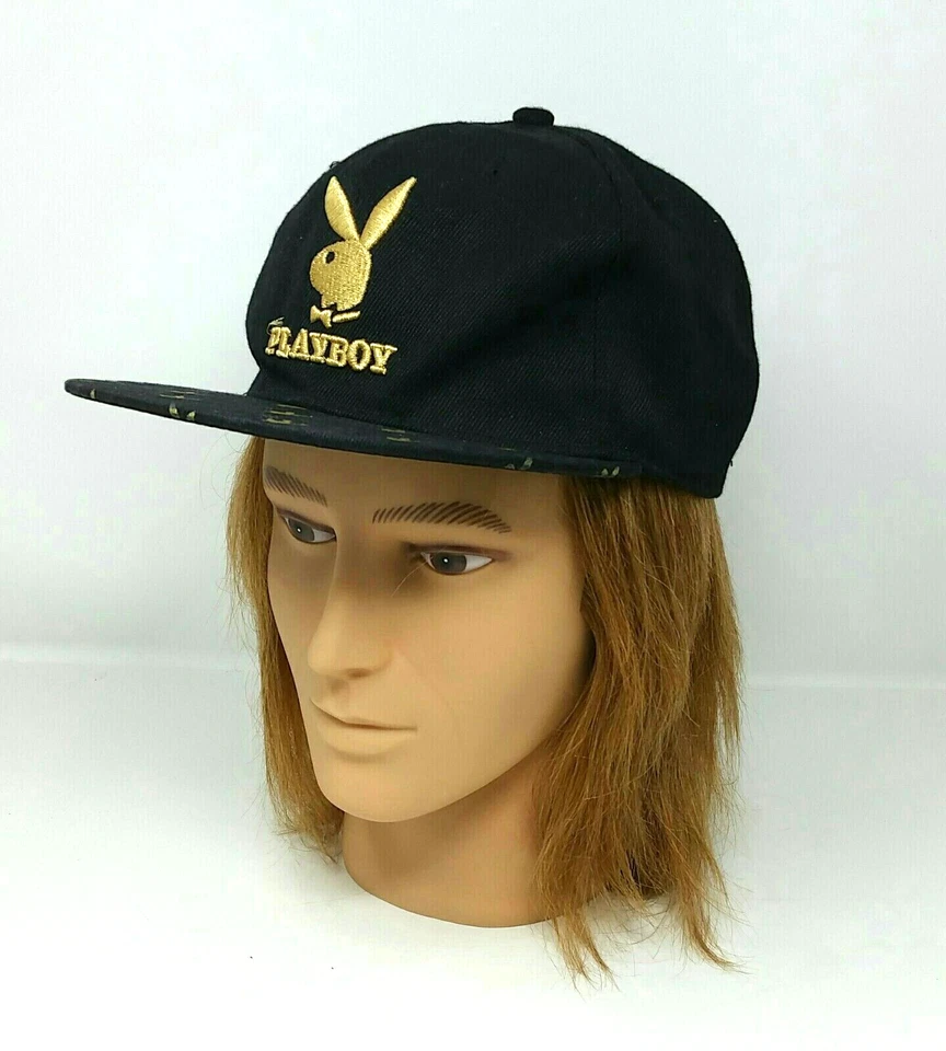 Playboy Hat Men's Snapback Embroidered Gold and Black Cap Logo In Front Bunny   - Image 3 of 4