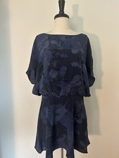 Halston Heritage Women’s 100% Silk Floral Mini Blue Dress Size 6