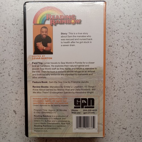Reading Rainbow VHS "Sam the Sea Cow" Episode #083/155 LeVar Burton ExLib - Bild 3 von 7