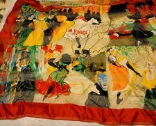 D'APRES TOULOUSE LAUTREC MOULIN ROUGE SQUARE SCARF 34" X 35" MADE IN ITALY