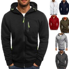 Mens Hoodie Fleece Warm Jacket Coat Hooded Sweatshirt Work Winter Zip Up Jumper~
