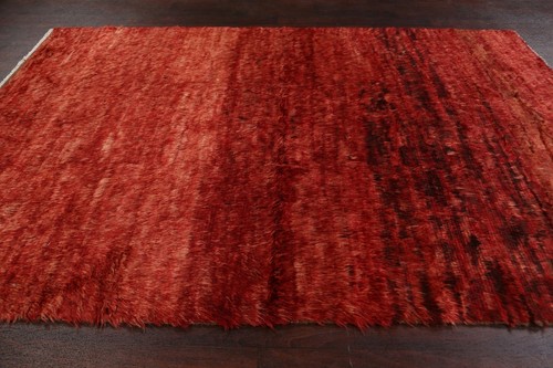 Contemporary Solid Moroccan Oriental Area Rug Handmade Plush Wool Carpet 6'x10' - Picture 9 of 12