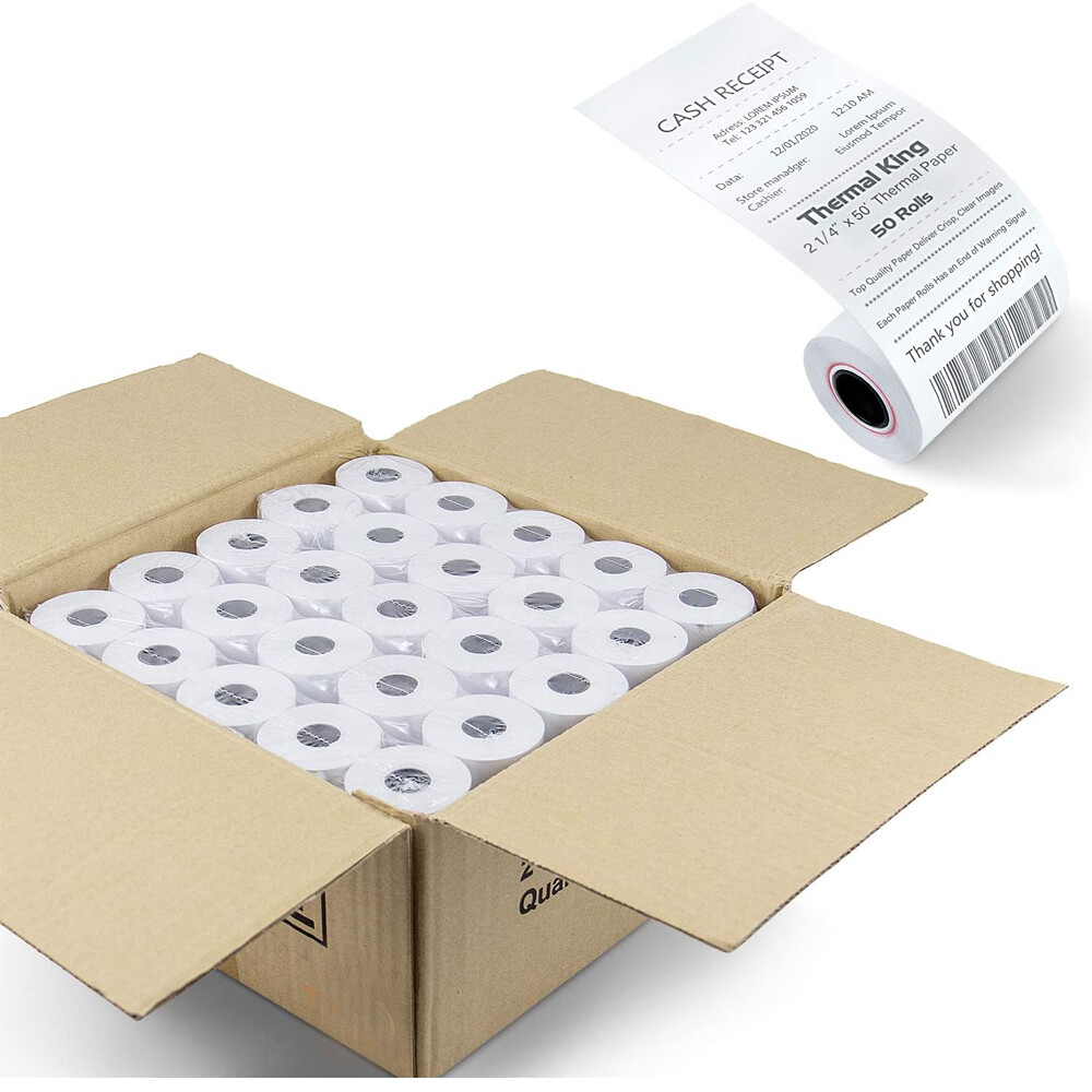 как выглядит 2 1/4 x 50 Thermal Paper 100 Rolls Credit Card Cash Register POS Receipt Paper фото