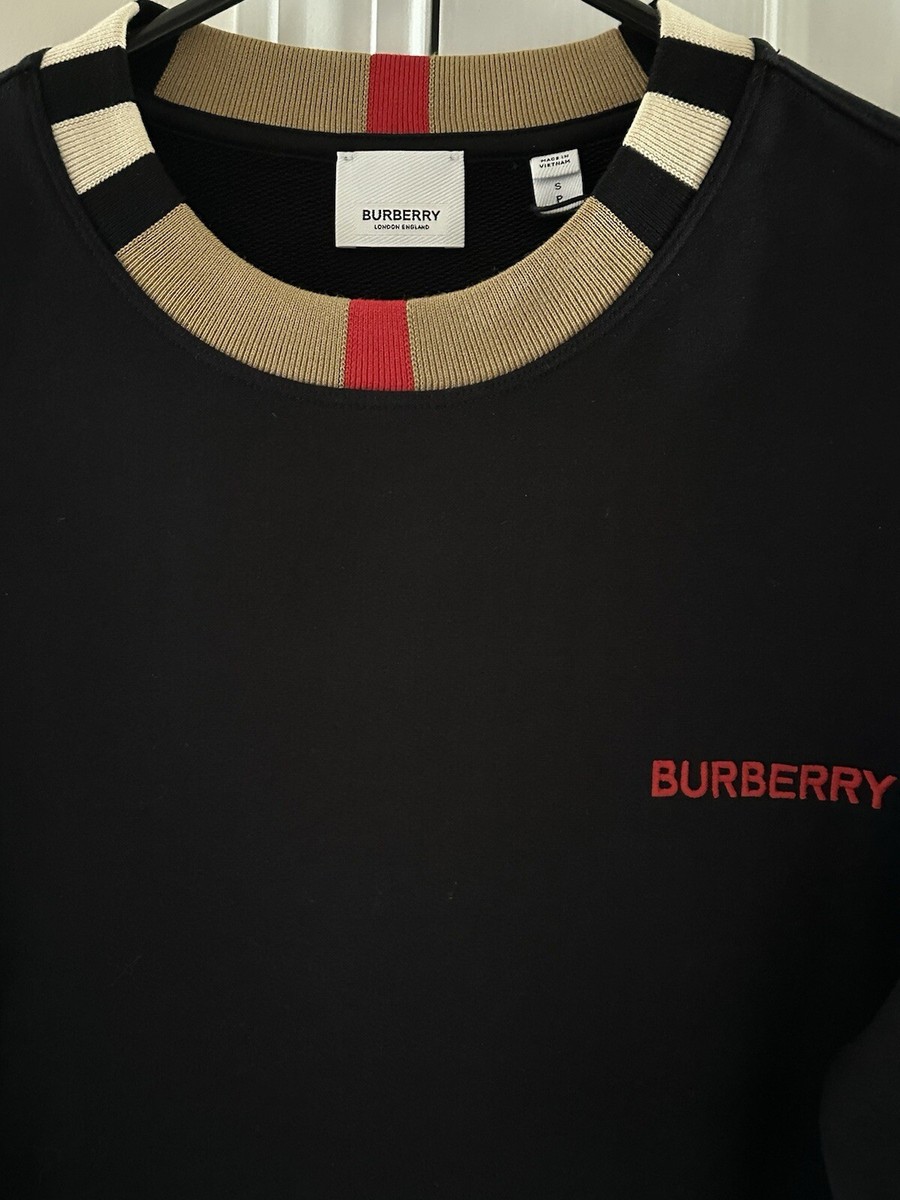 BURBERRY JARRAD CHECK NECK LONG SLEEVE Sm BLK SWEATER