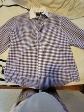 RALPH LAUREN POLO BUTTON DOWN SHIRT PURPLE WITH WHITE COLLAR VERY RARE VINTAGE