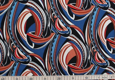 Viskose Jersey Druck, Tigeraugen, Quality Textiles, Blau / Bunt, Breite 147cm