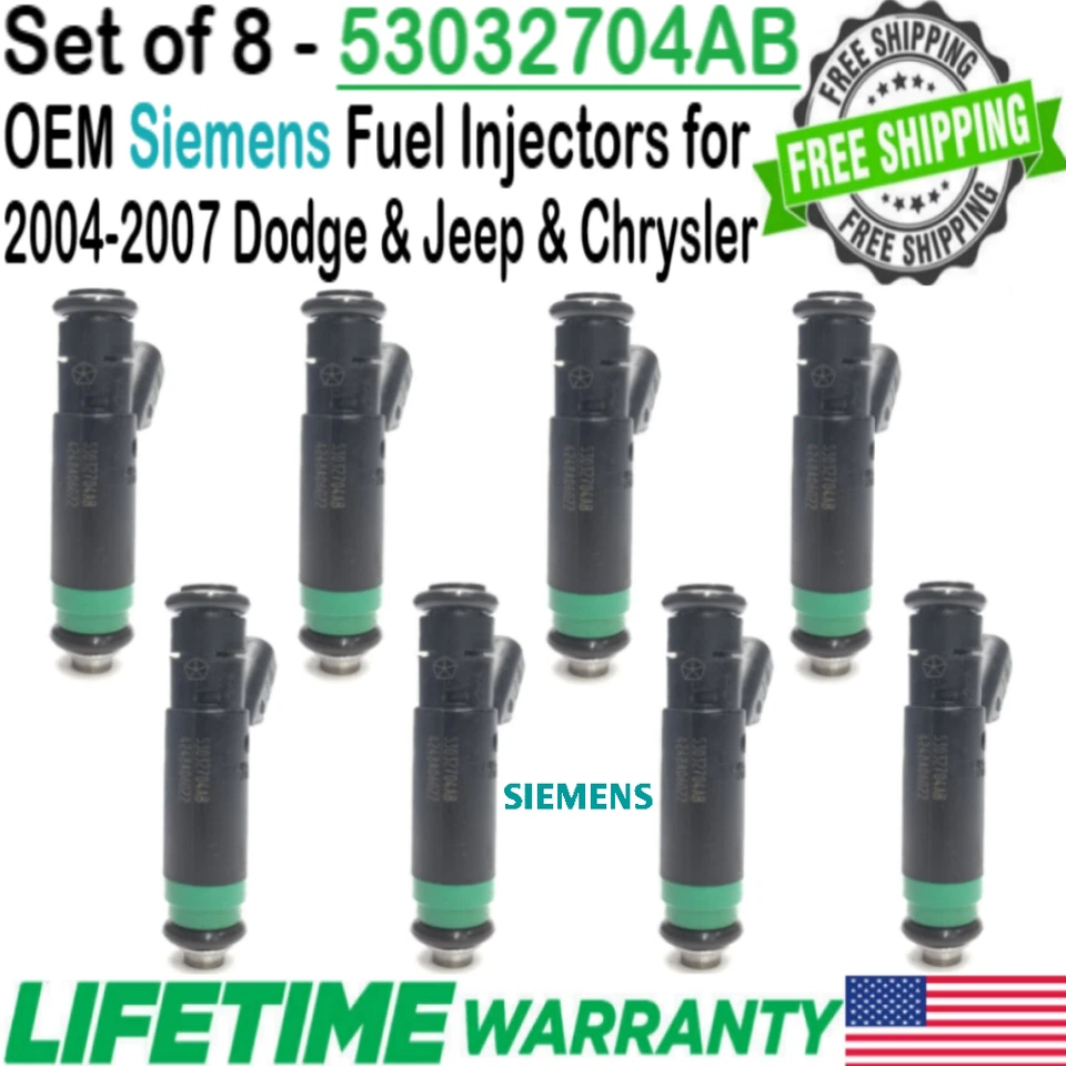 Siemens OEM 8Pcs HP Upgrade Fuel Injectors for 2006, 2007 Jeep Commander 4.7L V8 — 第 2/4 张图片