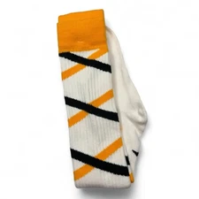 1-800 Spike It Volleyball Sock Size Large White/Blue/Yellow 1 Pair #167M NWOT