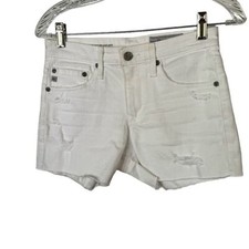 AG Adriano Goldschmied Hailey Cutoff Ex-Boyfriend White Denim Jean Shorts 23 NWT