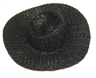 Womens Wide Brim Sun Hat Black Packable Foldable   - can be decorated as desired