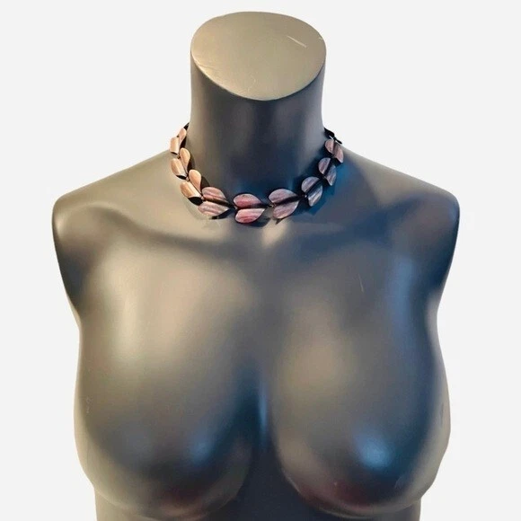 Collar gargantilla vintage de hojas de metal cobre para mujer collar joyería Foto 2 de 3