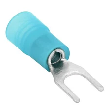 100 Spade Fork Terminal Connector Nylon Blue 16-14 GA AWG Gauge #6 Stud Speaker 