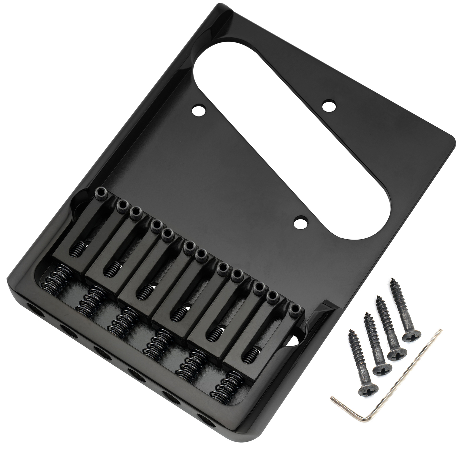 Musiclily Ultra Black 54mm Full Solid Brass Heavy Duty For Tele Guitar Bridge